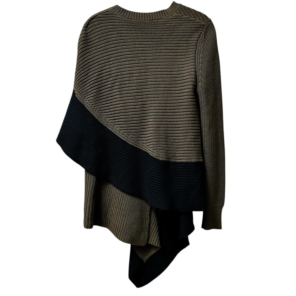 Per Se by Carlisle Asymmetrical Sweater Olive Black Ribbed Knit Size Small - Picture 4 of 6